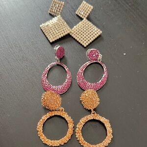 Elegant Gold and Pink Dangle Earrings